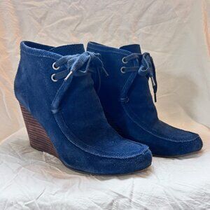 KDB Kelsi Dagger Midnight Navy Suede Lace-Up Wedges